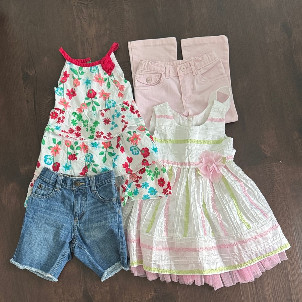 KIDS CLOTHING SET BUNDLE DRESSES PANTS BLUE PINK RED SIZE 2T